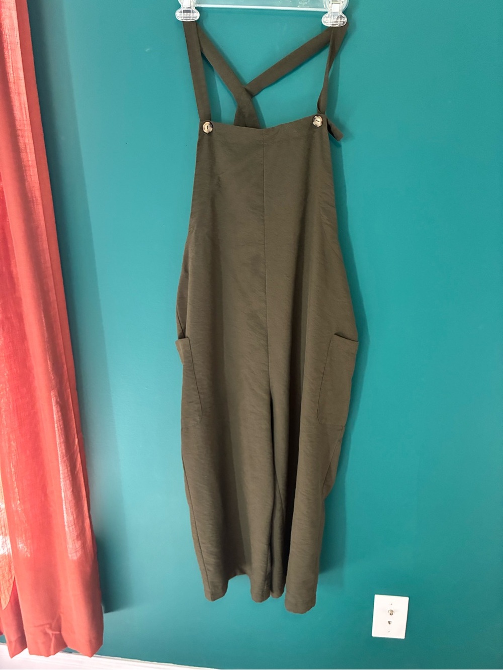 Blush Olive Green Relaxed Overalls Jumpsuit